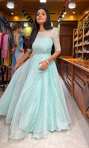 LINEN ORGANZA - Ocean blue